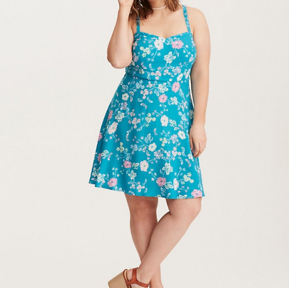 Torrid Floral Print Challis Tank Dress Size 3